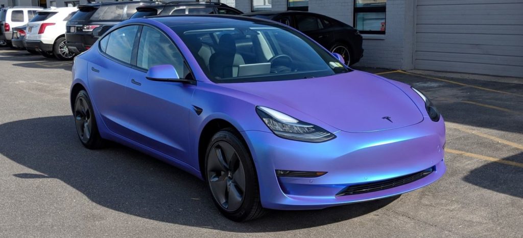 Tesla Model 3 wrapped in Glacial Frost – Tesla Model 3 Wiki