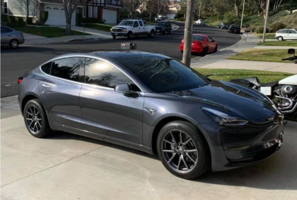 tinted windshield aero caps removed midnight silver tesla model 3