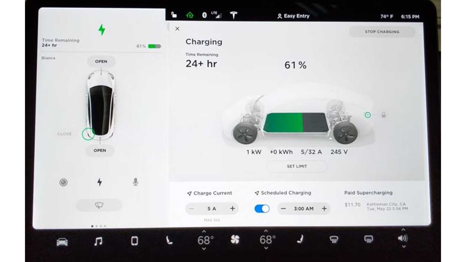 set charging time tesla model 3